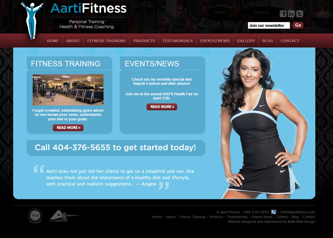 aarti fitness atlanta web design
